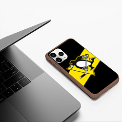Чехол iPhone 11 Pro матовый Питтсбург Пингвинз, цвет: 3D-коричневый — фото 2
