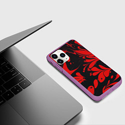 Чехол iPhone 11 Pro матовый Красный Мрамор, цвет: 3D-фиолетовый — фото 2