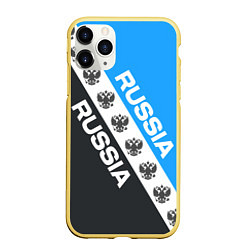 Чехол iPhone 11 Pro матовый RUSSIA SPORT, цвет: 3D-желтый