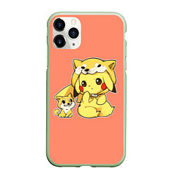 Чехол iPhone 11 Pro матовый Pikachu Pika Pika, цвет: 3D-салатовый