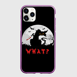 Чехол iPhone 11 Pro матовый What Cat Halloween, цвет: 3D-фиолетовый