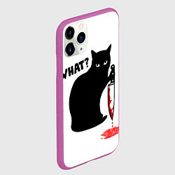 Чехол iPhone 11 Pro матовый What Cat, цвет: 3D-фиолетовый — фото 2