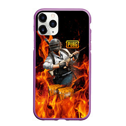 Чехол iPhone 11 Pro матовый PUBG, цвет: 3D-фиолетовый