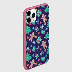 Чехол iPhone 11 Pro матовый Новый год, цвет: 3D-малиновый — фото 2