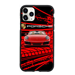 Чехол iPhone 11 Pro матовый PORSCHE, цвет: 3D-черный