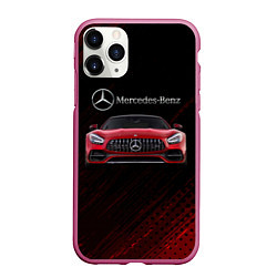 Чехол iPhone 11 Pro матовый Mercedes Benz AMG, цвет: 3D-малиновый