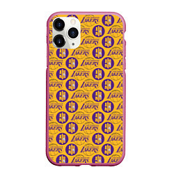 Чехол iPhone 11 Pro матовый LA LAKERS, цвет: 3D-малиновый