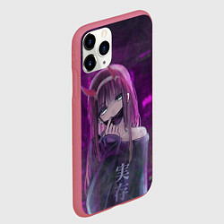 Чехол iPhone 11 Pro матовый Zero Two in mask, цвет: 3D-малиновый — фото 2