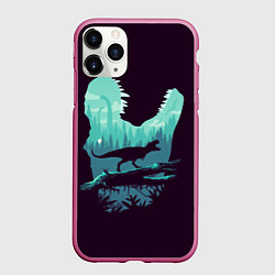 Чехол iPhone 11 Pro матовый T-Rex, цвет: 3D-малиновый
