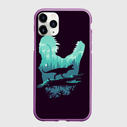 Чехол iPhone 11 Pro матовый T-Rex, цвет: 3D-фиолетовый