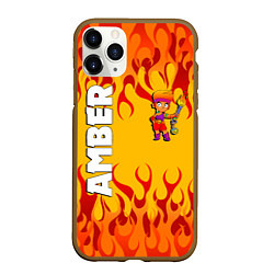 Чехол iPhone 11 Pro матовый Brawl Stars - Amber, цвет: 3D-коричневый