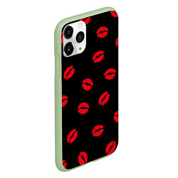 Чехол iPhone 11 Pro матовый Поцелуи, цвет: 3D-салатовый — фото 2