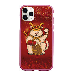 Чехол iPhone 11 Pro матовый Japan Cat Z, цвет: 3D-малиновый