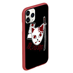 Чехол iPhone 11 Pro матовый Маска Танджиро, цвет: 3D-красный — фото 2