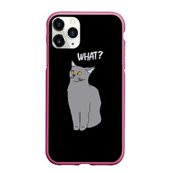 Чехол iPhone 11 Pro матовый What cat, цвет: 3D-малиновый