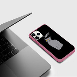 Чехол iPhone 11 Pro матовый What cat, цвет: 3D-малиновый — фото 2