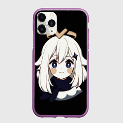 Чехол iPhone 11 Pro матовый Genshin Impact Paimon, цвет: 3D-фиолетовый