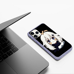 Чехол iPhone 11 Pro матовый Genshin Impact Paimon, цвет: 3D-светло-сиреневый — фото 2