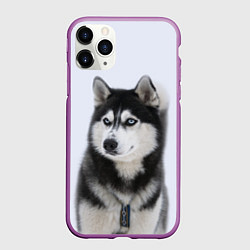 Чехол iPhone 11 Pro матовый ХАСКИ, цвет: 3D-фиолетовый