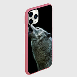 Чехол iPhone 11 Pro матовый Воющий волк, цвет: 3D-малиновый — фото 2