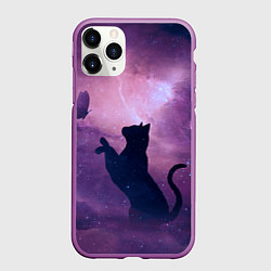 Чехол iPhone 11 Pro матовый Star Cat, цвет: 3D-фиолетовый