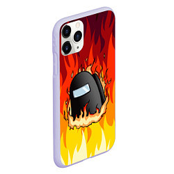 Чехол iPhone 11 Pro матовый Among Us Fire Z, цвет: 3D-светло-сиреневый — фото 2