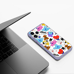 Чехол iPhone 11 Pro матовый BTS BT21, цвет: 3D-светло-сиреневый — фото 2