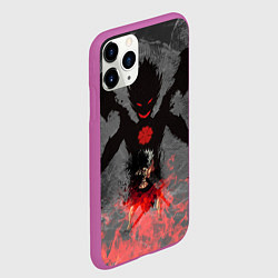 Чехол iPhone 11 Pro матовый Черный клевер, цвет: 3D-фиолетовый — фото 2