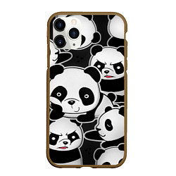 Чехол iPhone 11 Pro матовый Смешные панды, цвет: 3D-коричневый