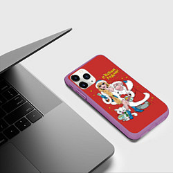Чехол iPhone 11 Pro матовый С Новым годом!, цвет: 3D-фиолетовый — фото 2
