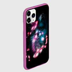 Чехол iPhone 11 Pro матовый Лиса с гирляндой, цвет: 3D-фиолетовый — фото 2