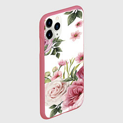 Чехол iPhone 11 Pro матовый Розовые розы, цвет: 3D-малиновый — фото 2