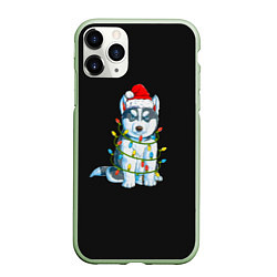 Чехол iPhone 11 Pro матовый Щенок, цвет: 3D-салатовый