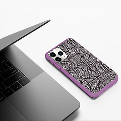 Чехол iPhone 11 Pro матовый Геометрия, цвет: 3D-фиолетовый — фото 2