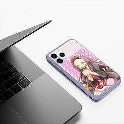 Чехол iPhone 11 Pro матовый Nezuko, цвет: 3D-светло-сиреневый — фото 2