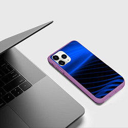 Чехол iPhone 11 Pro матовый Неоновые лучи, цвет: 3D-фиолетовый — фото 2