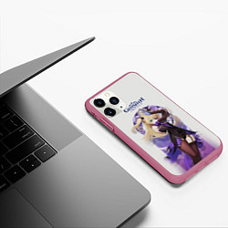 Чехол iPhone 11 Pro матовый Genshin Impact, цвет: 3D-малиновый — фото 2