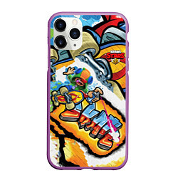 Чехол iPhone 11 Pro матовый Brawl Stars skateboard , цвет: 3D-фиолетовый