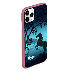 Чехол iPhone 11 Pro матовый Конь, цвет: 3D-малиновый — фото 2