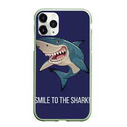 Чехол iPhone 11 Pro матовый Улыбнись акуле, цвет: 3D-салатовый