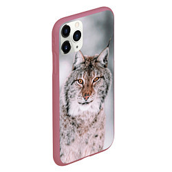 Чехол iPhone 11 Pro матовый Рысь, цвет: 3D-малиновый — фото 2