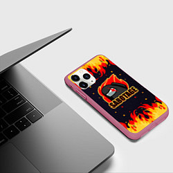 Чехол iPhone 11 Pro матовый Among Us Sabotage, цвет: 3D-малиновый — фото 2