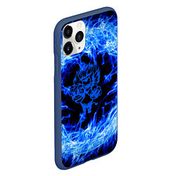 Чехол iPhone 11 Pro матовый Лев в синем пламени, цвет: 3D-тёмно-синий — фото 2