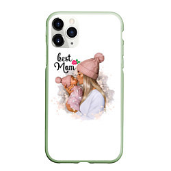 Чехол iPhone 11 Pro матовый Best Mom, цвет: 3D-салатовый