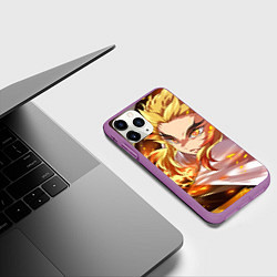 Чехол iPhone 11 Pro матовый Клинок Рассекающий Демонов, цвет: 3D-фиолетовый — фото 2