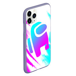 Чехол iPhone 11 Pro матовый AMONG US - NEON, цвет: 3D-серый — фото 2