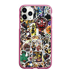 Чехол iPhone 11 Pro матовый JoJo’s Sticker Bombing, цвет: 3D-малиновый