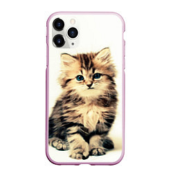 Чехол iPhone 11 Pro матовый Котёнок, цвет: 3D-розовый