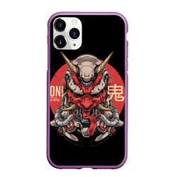 Чехол iPhone 11 Pro матовый Cyber Oni Samurai, цвет: 3D-фиолетовый