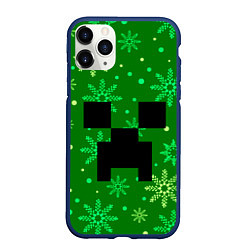 Чехол iPhone 11 Pro матовый ЗИМНИЙ MINECRAFT, цвет: 3D-тёмно-синий